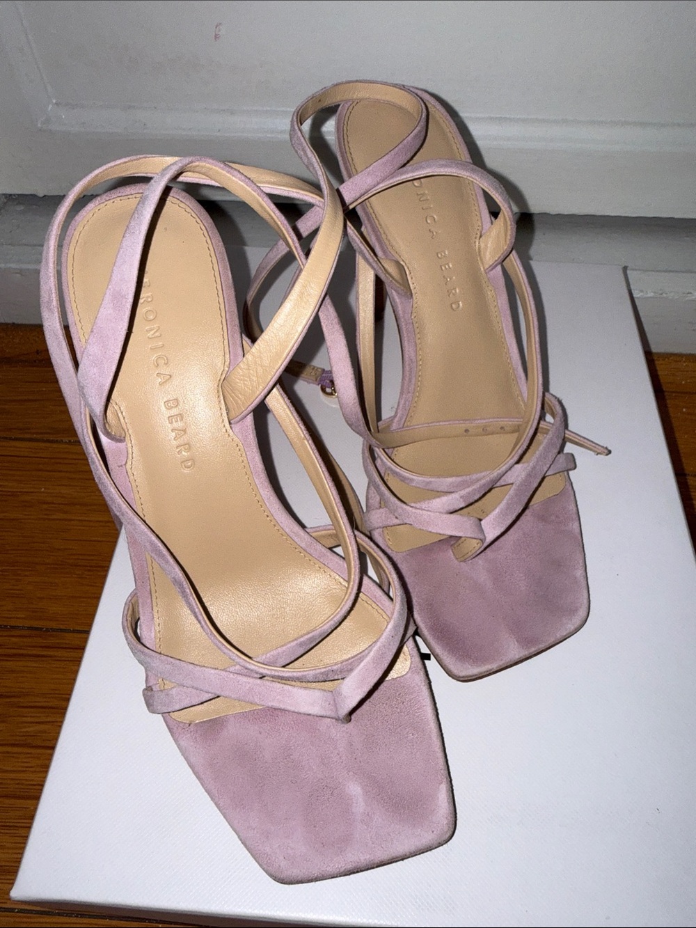 Veronica Beard Womens Lavender Suede Abriella Strappy Heel Sandals Sz US 7M